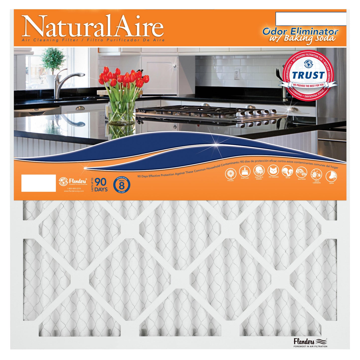 20x25x1 NaturalAire Residential Odor Eliminator Filters with Baking Soda (4 Pack)