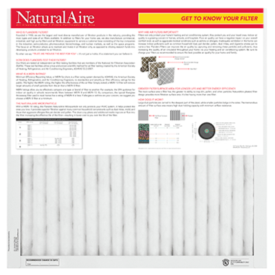24x24x1 NaturalAire Microparticle MERV 10 Filters (12 pack)